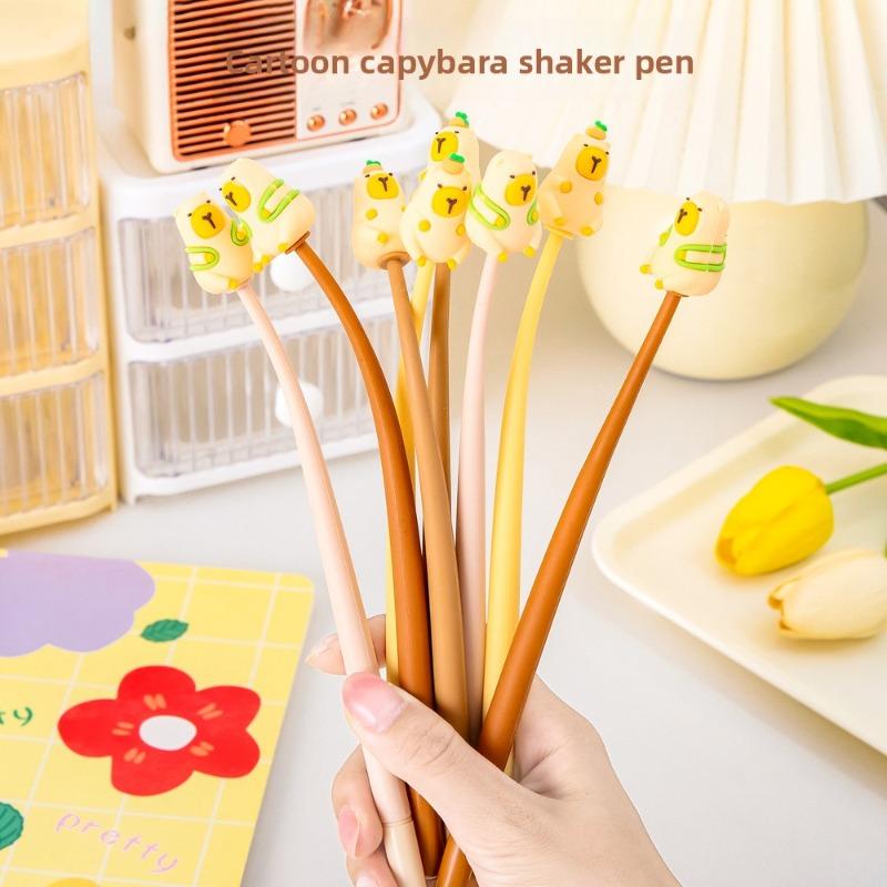 Shake Pen, Student Cartoon Capybara Signature Pen, Cute Silicone Gel Pen for Problem-solving