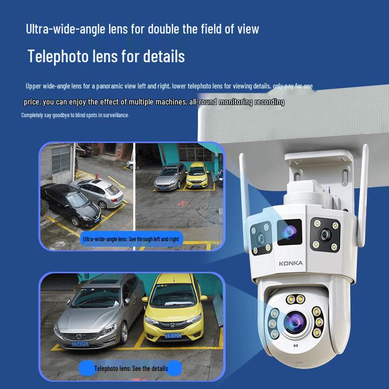 KONKA 4G Dual-Lens Outdoor Surveillance Camera - Lifetime Free Data CN Plug (adapter Included)