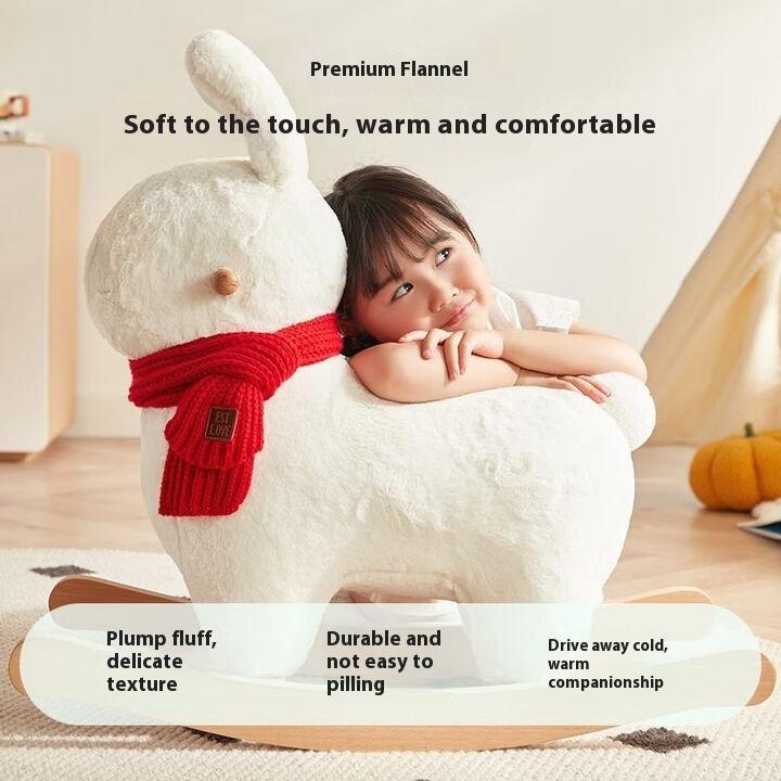 Living Room Animal Mount Sofa Seat Stool Rocking Horse Baby Trojan Horse Solid Wood Frame Children's Rocking Chair