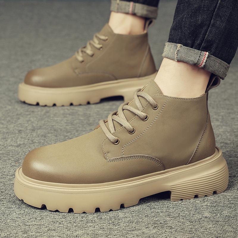 Men's real cowhide Martin boots men's 2025 new autumn boots men's high-top tooling shoes