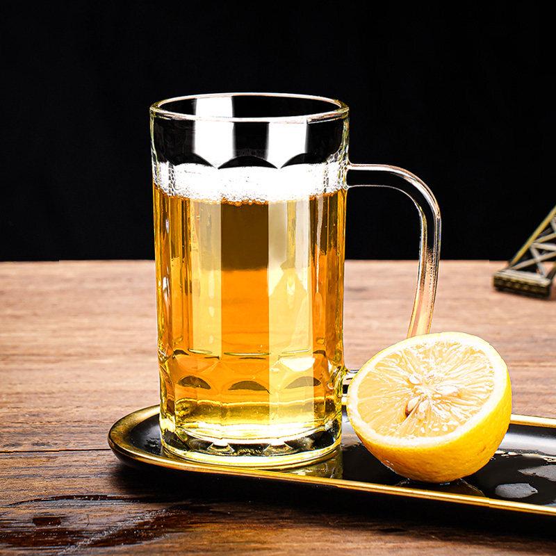 Qiwai Large Capacity Thickened Glass Beer Mug with Handle