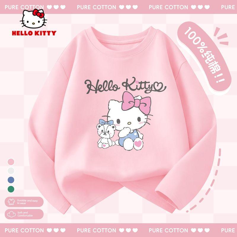 Hello Kitty Girls' Long-Sleeved T-Shirt 2026 New Kidsren's Spring Top Pink Spring Clothing Girls' Bottoming Shirt