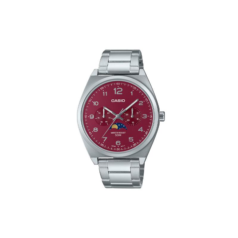 

Casio 50 meters waterproof depth quartz movement stainless steel strap Japanese and Korean watch men s watch red dial MTP-M300D-4AV красный