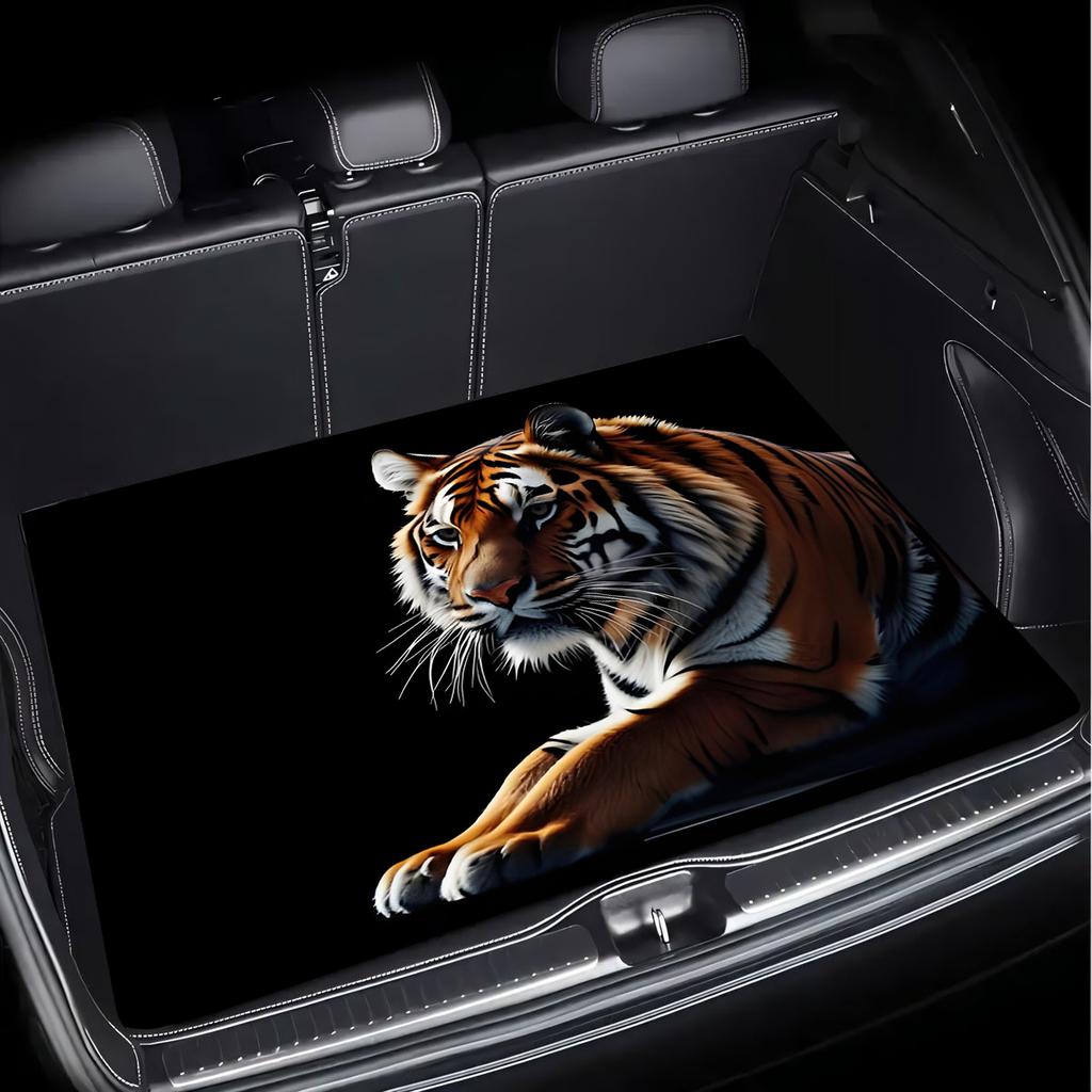 1Pcs Lying Tiger Pattern Car Trunk Mat with Anti Slip Cargo Liner Waterproof Rear Storage Protector Floor Mat for SUV Sedan Vehi