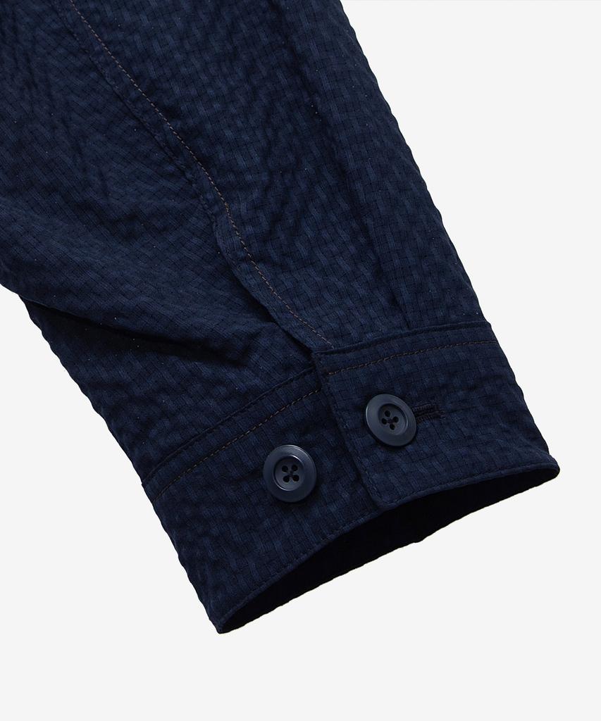 Mindbridge [Couture] Navy Two-Tone Seersker Oversized Trucker Jacket