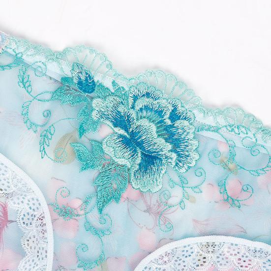 Low Rise Seamless Embroidery Flower Print Women Briefs Ultra-thin Transparent Sexy