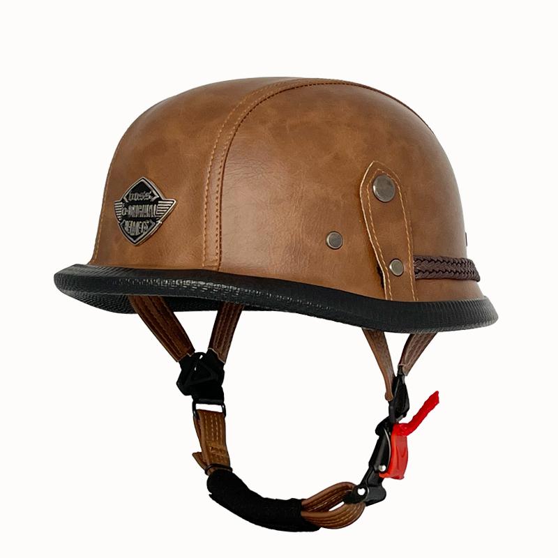 Vintage leather WWII style soldier helmet retro half helmet all seasons unisex bicycle cruiser electric scooter helmet JYT-108
