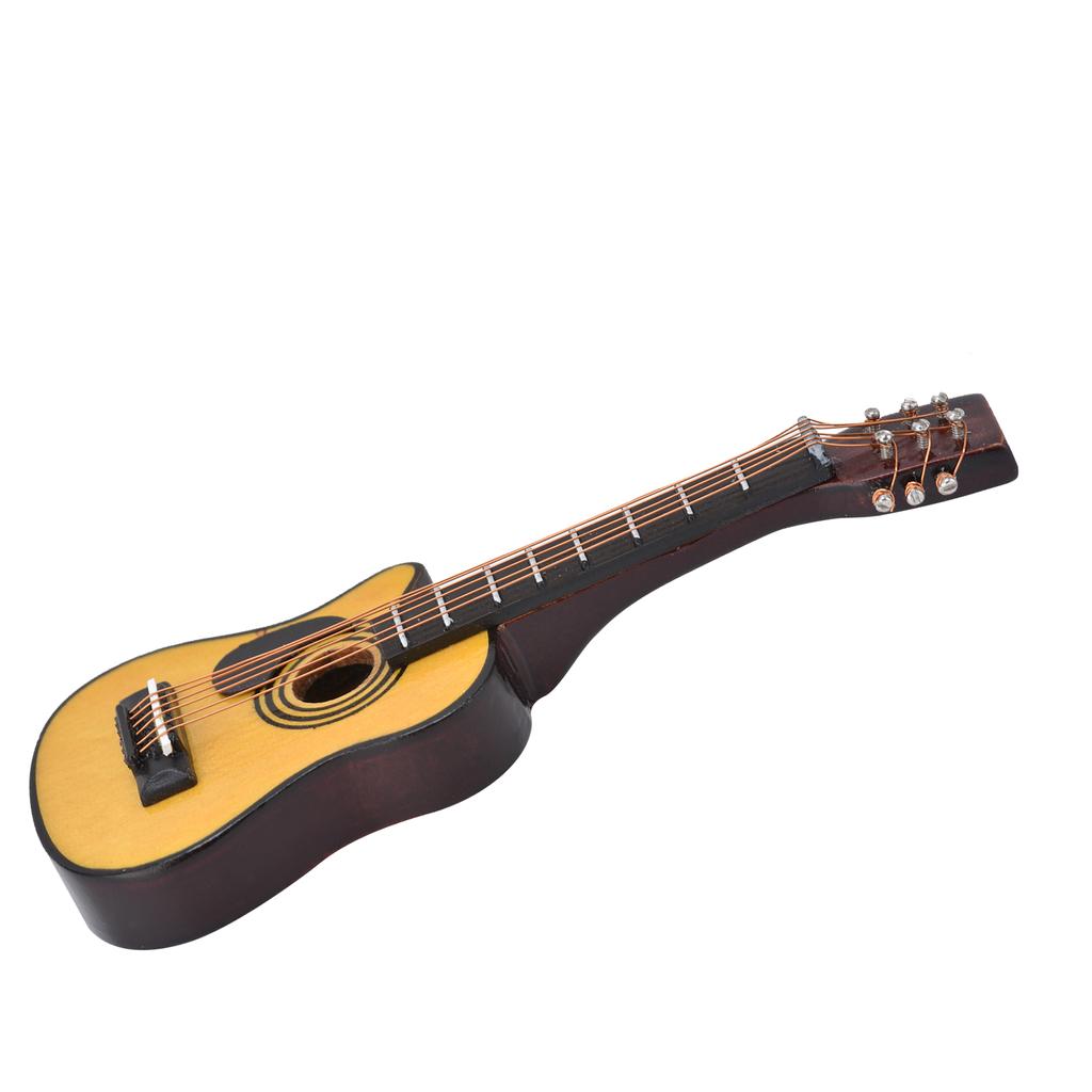 1/12 Scale Dollhouse Miniature Wooden Guitar Mini Guitar Display Model Dollhouse AccessoriesFolk