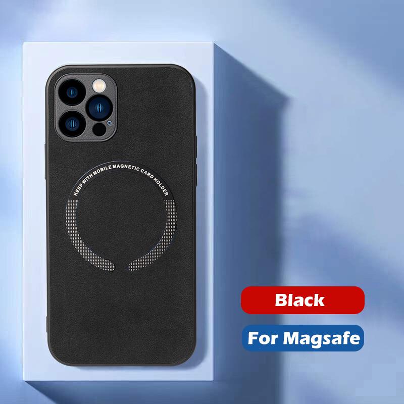 Luxury Leather Car Magnetic Holder Phone Case for iPhone 15 14 13 12 11 XS X XR Pro Max Plus Magsafe Wireless Charge Cover