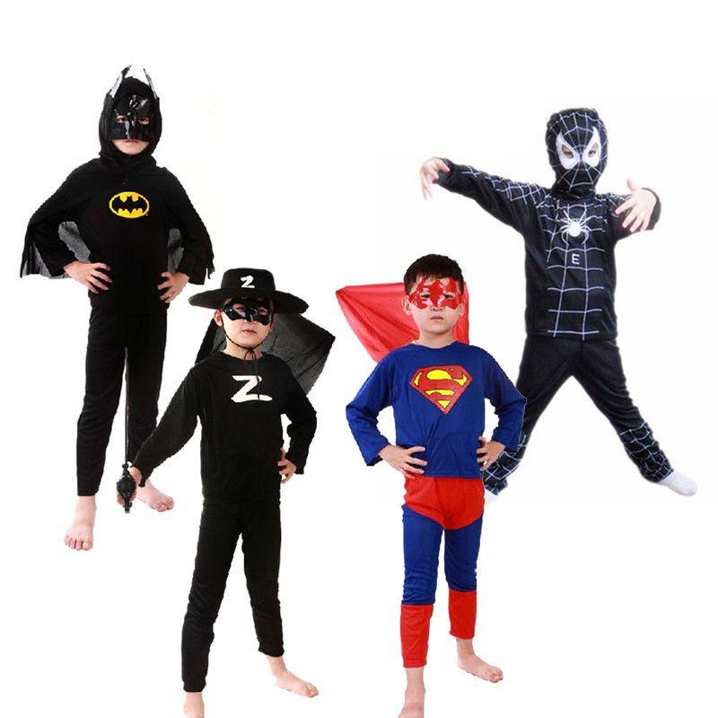 Breathable And Comfortable Kids Halloween Superman Bat Spider Man Cosplay Outfit