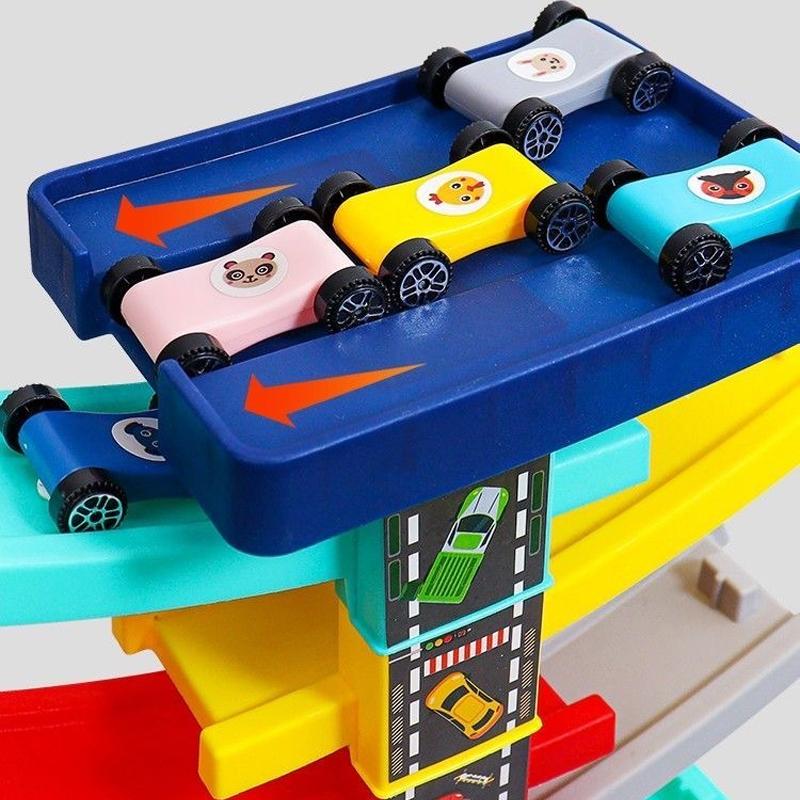 Children's Games Gliding Track Car 4 to 6 Years Inertia Toy Multi Layer Cartoon Puzzle Slide Car Roller Coaster Racing Playthings