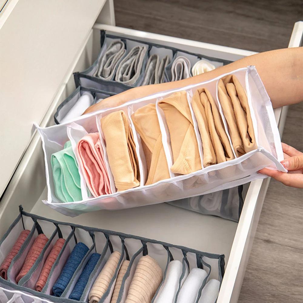 Wardrobe Closet Drawer Organizers for Underwear Bra Socks Panty Storage - Home Dormitory Cabinet Organization Boxes