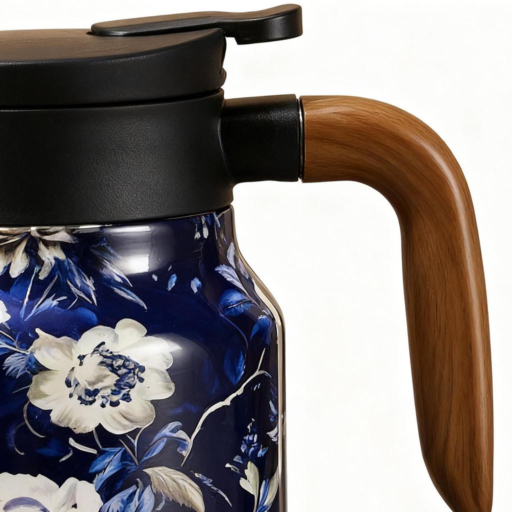 1000ml Vintage Floral Tea Thermos Stainless Steel Tea Kettle Water Bottle Floral Pattern Teapot Drip-Proof Tea Pot With Infuser