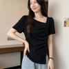 Navava Women Lovely Slim FiT BuTTon Shearing Hem SpliT T shirT nT3398