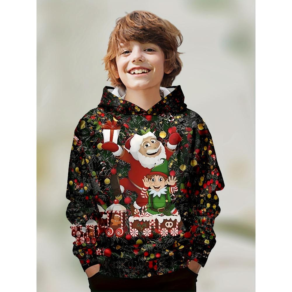 Dětské oblečení Chlapecké mikiny s dlouhým rukávem 3D Vánoční potisk Dětské jarní podzimní oblečení Stylová párty atmosféra Dívčí oblečení Topy