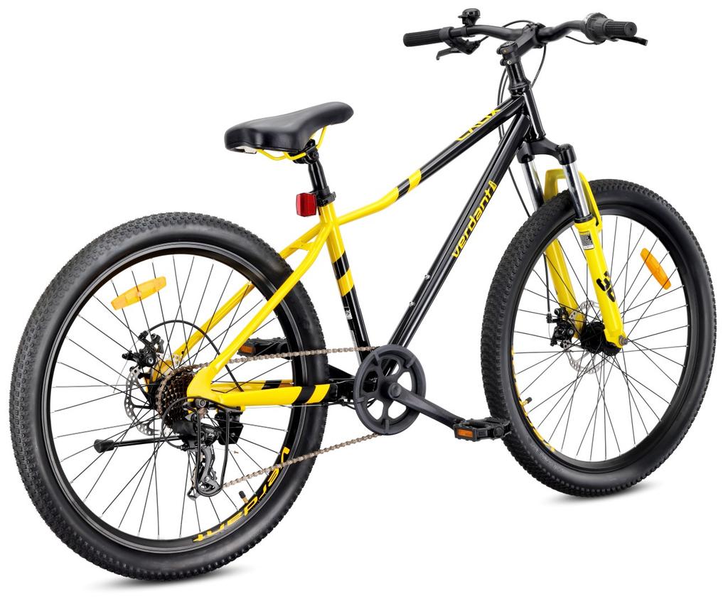 Rower Górski 26 Cali Mtb Shimano 7 Biegów Amortyzator Tarczowe Stopka Verdant Calix Czarny Żółty