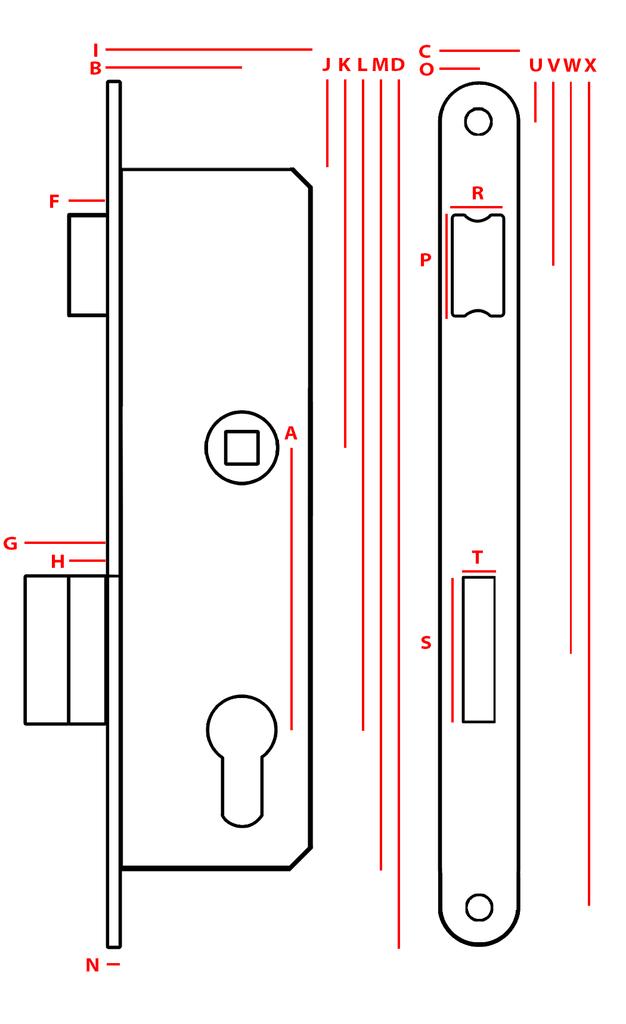 Jania 90/22 Narrow Mortise Lock For Cylinder - Mp Zw Zzw