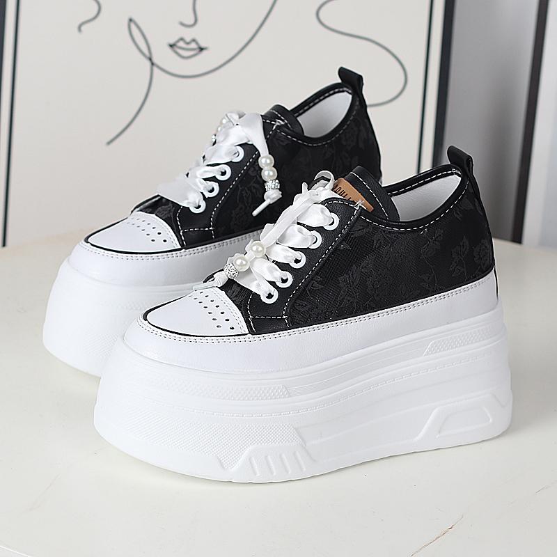 Fashion 12CM Slides Women Summer Shoes Platform Fashion Sandals Sneakers Lace Up Platform Wedge Genuine Leather Air Mesh Slippers