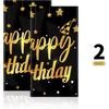 Ruisita 2 Pack Black Gold Table Cloth Cover Happy Birthday Tablecloth Party Tablecloths Rectangular Table Cloth Cover for Indoor or Outdoor Parties