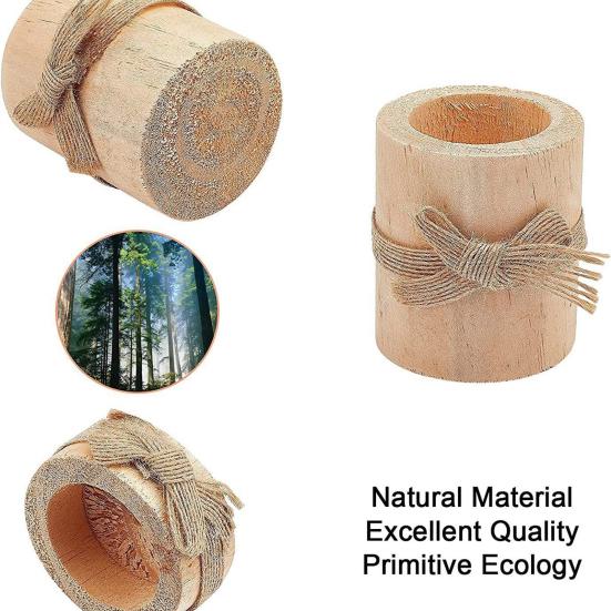 3Pcs Wooden Stump Candle Holder Votive Tealight Candle Stand Rustic Farmhouse Living Room Bathroom Candlestick Decoration Table Centerpiece Ornament