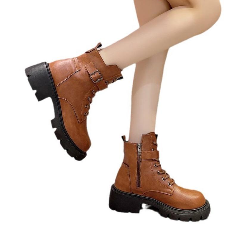 Plus size buckle classic Martin boots fall and winter new low-top round toe lace-up women's boots women's boots