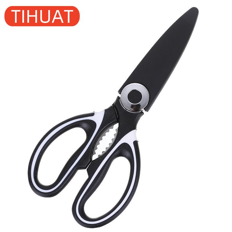 Multifunctional Stainless Steel Kitchen Scissors Heavy Duty Sharp Shears Walnut Clamp Effort Saving Shears