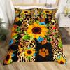 Cowhide Sunflower Duvet Cover Western Farm Animal Skin Bedding Set Microfiber Cow Fur Comforter Cover Twin For Boys Girls Room