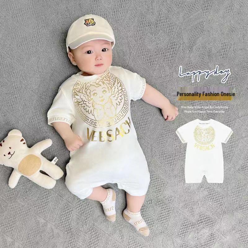 

Summer Infant Romper: Short Sleeve Baby Crawling Suit for Boys & Girls 66 cm