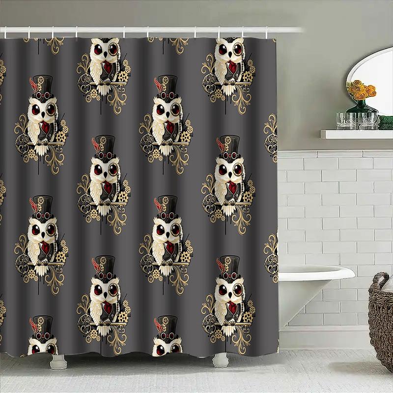 Vintage Steampunk Bathroom Decor Shower Curtain Set Waterproof Victorian Gothic Decor Farmhouse Toilet Curtain Artistic Design