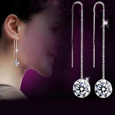 Damen-Ohrringe mit baumelndem Zirkonia und langer Kette, Schmuck