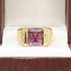 Amethyst Emerald Cut Gemstone With 925 Sterling Gold Plated Ring For Men's #B722 JL375692767213
