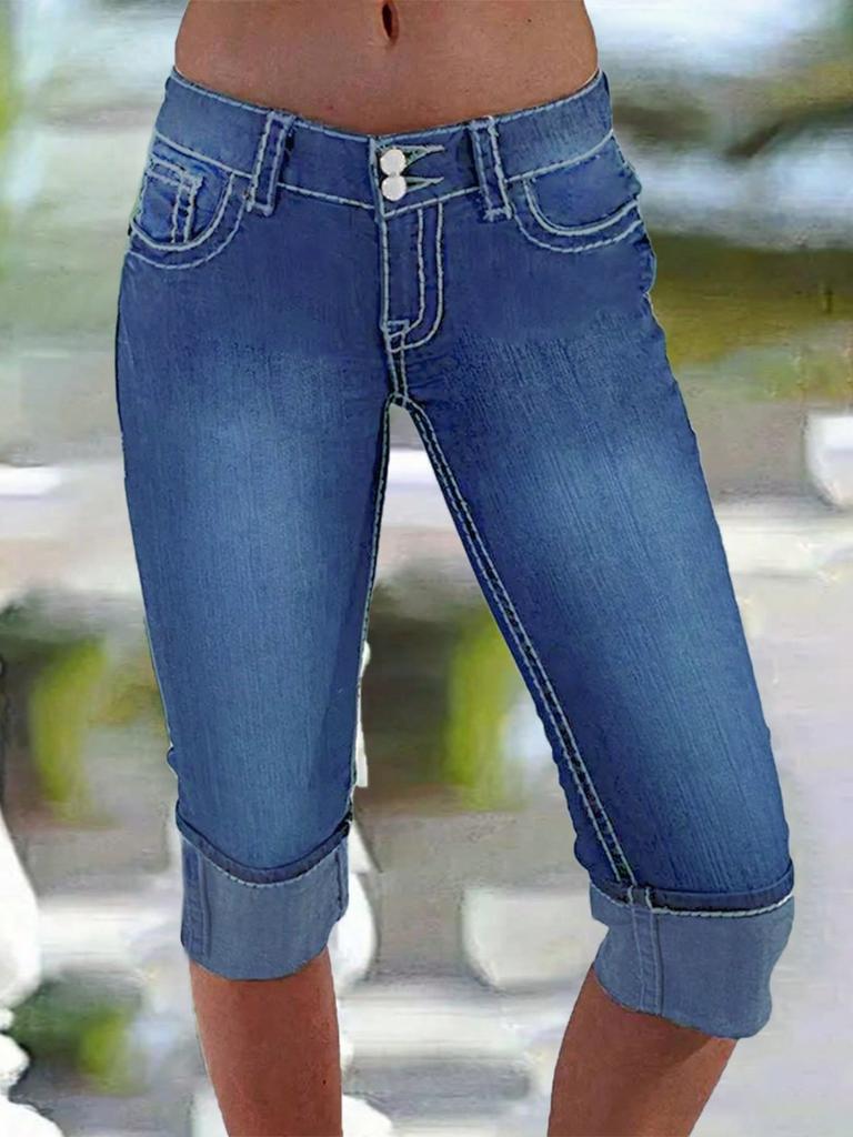 Fashion Women's Denim Leggings Summer Shorts Blue Jeans