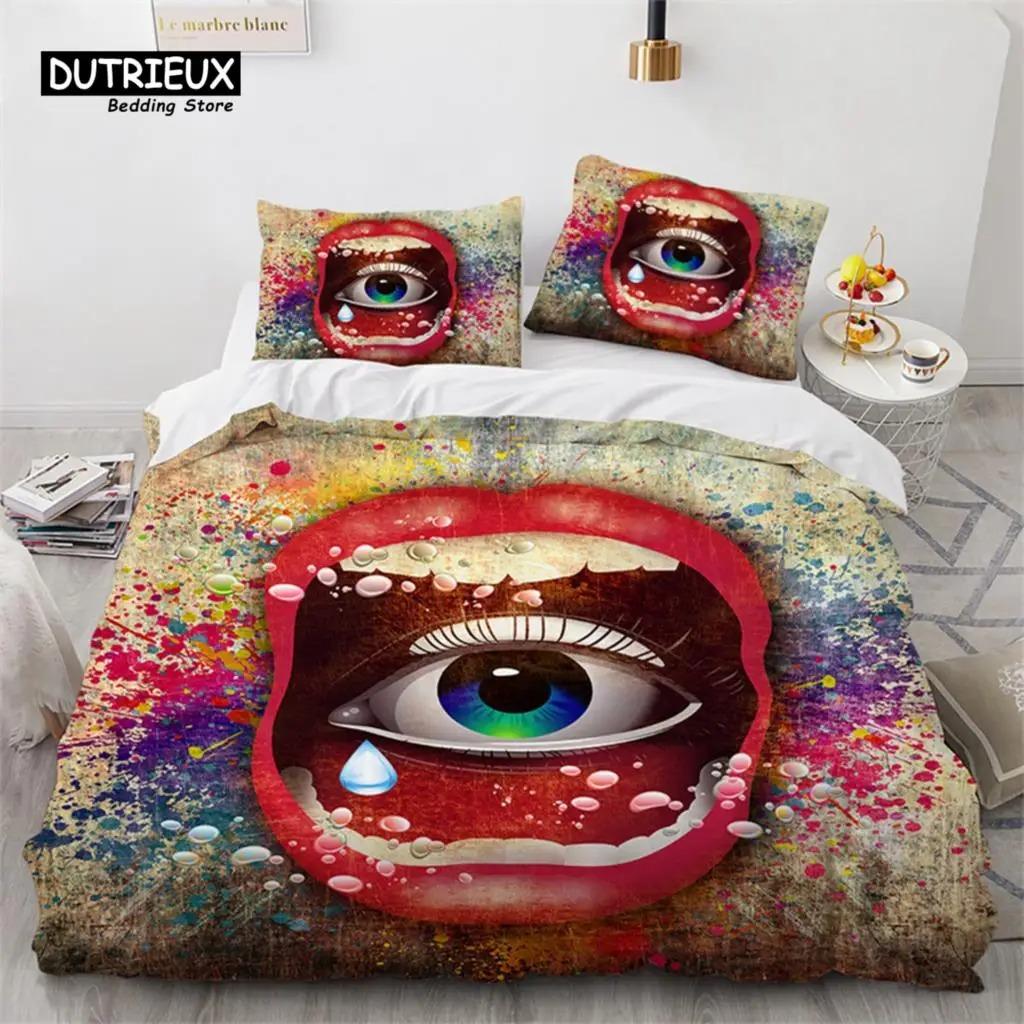 Husă de pilota cu ochi colorați 3D, din microfibră, cu tatuaj, cu ochi care văd, cuvertură de pat Boho Mandala