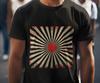 Retro Sunburst t-shirt, Vintage shirt, Destressed print tee, Red sun graphic tshirt, Spring clothing.