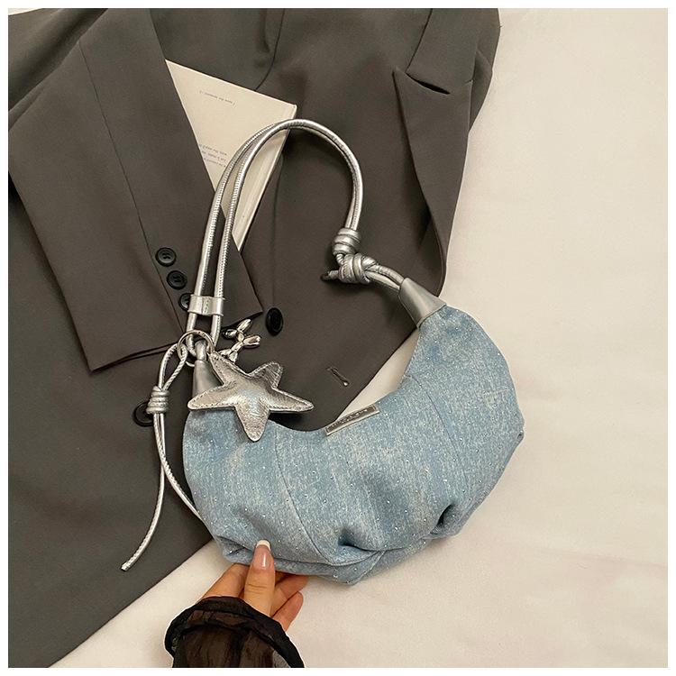 

Новая Мягкая Прочная Милая Женская Сумка-Тоут Большой Вместимости Премиальная Текстура Мягкая Прочная Уличная Сумка через Плечо Кроссбоди в Стиле Пельменя светло-синий