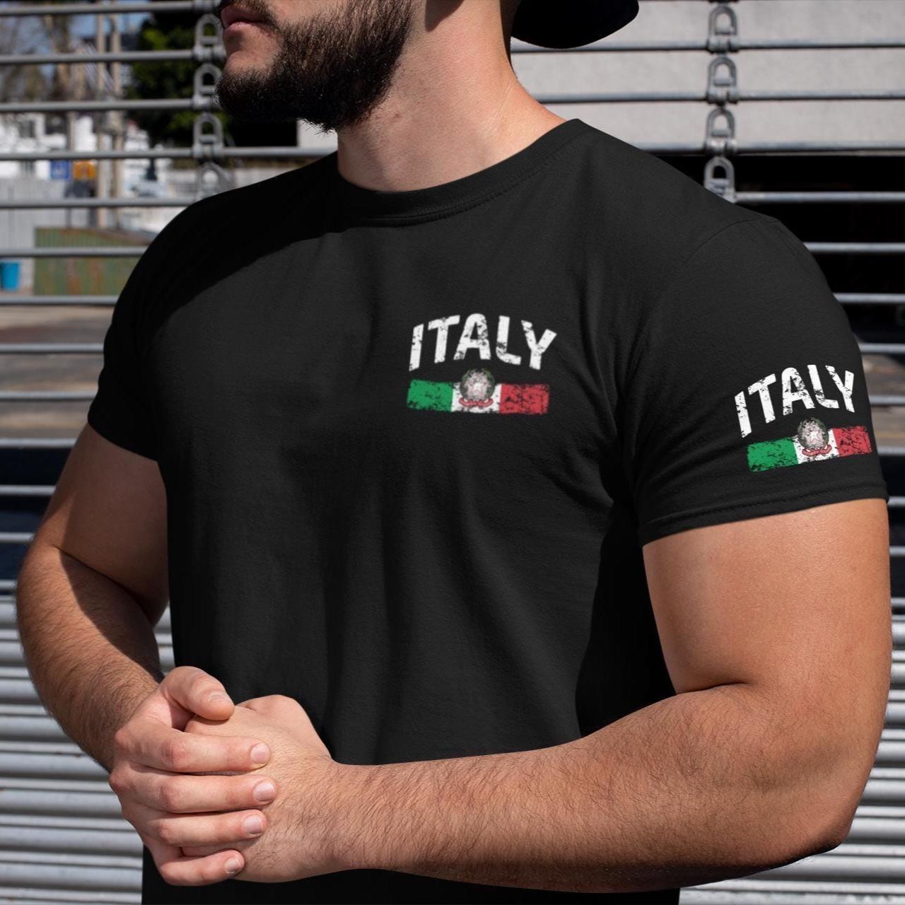 Italy T-Shirt Mens Womens Tees Top with Italian Flag | Italy Logo Shirt | Italian Gift Tee | Flag 2XL