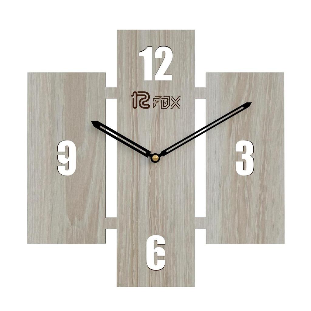 Ceas de Perete Analogic Elegant Stilat Handcrafted cu Design Cărămidă în Picioare 12 Inch pentru Living Hol Dormitor Birou Cadou Lemn Fag Alb