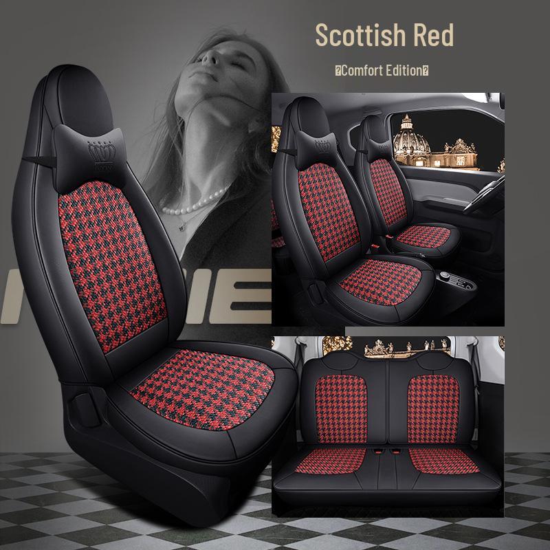 Husă Scaun ST Houndstooth pentru Wuling Hongguang MiniEV - Învelire Completă, Pernă pentru Toate Sezoanele