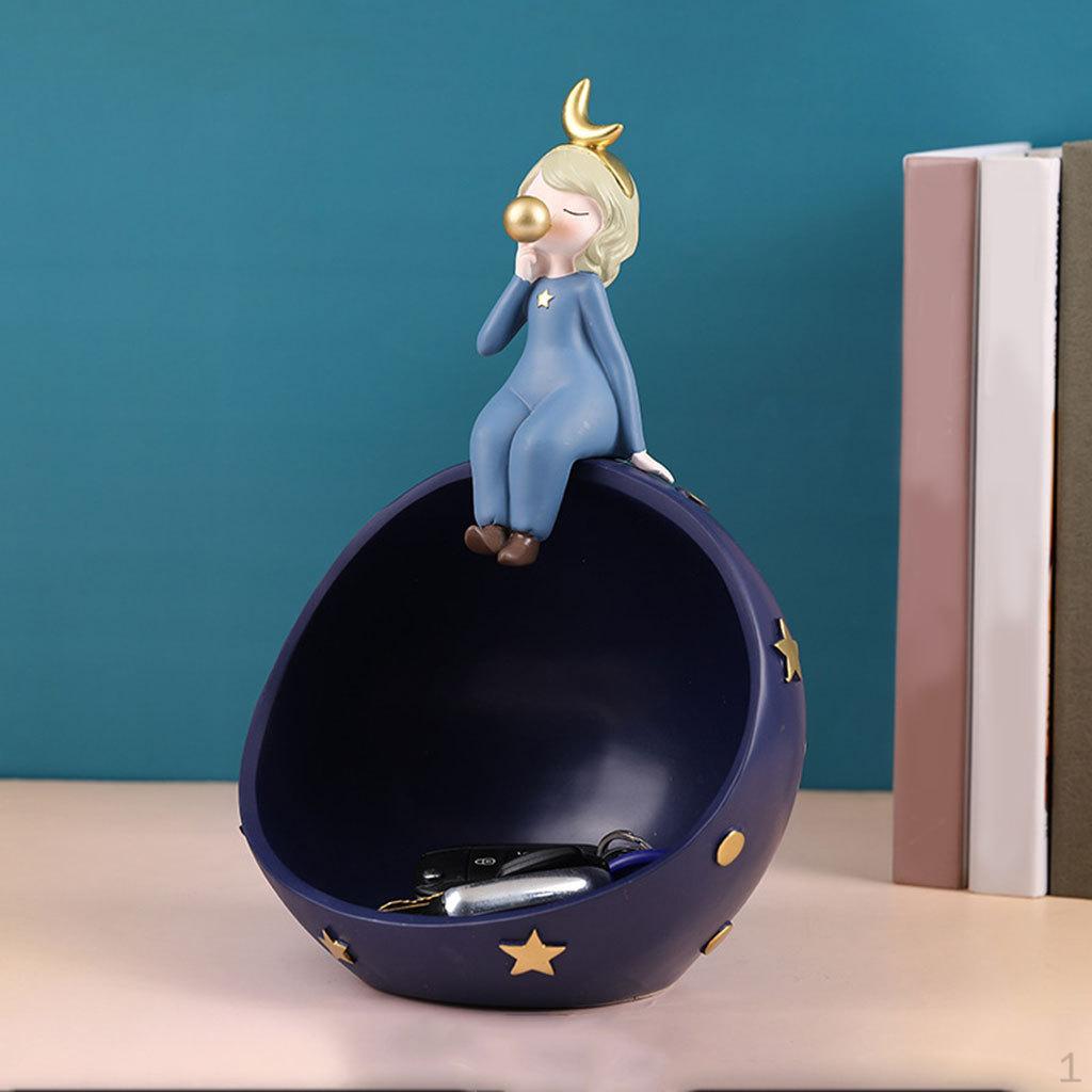 

Big Bowl Key Storage Box, Earring Jewelry Ornament Organizer Holder Sculptures Figurines for Home синий
