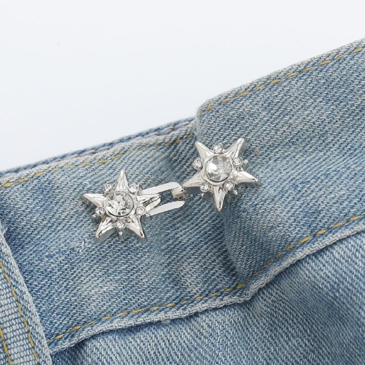 4 Pairs Star Jeans Button Pins No Sewing Required Trousers Waist Tightener Waist Buckles Trouser Button Pins