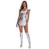 New Mechanical Age silver spacesuit, Halloween planet warrior astronaut cosplay suit