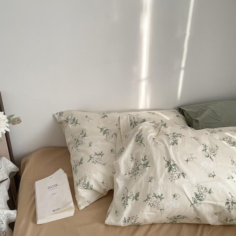 Solid Color Striped Pure Cotton Pillowcase (Single Piece)