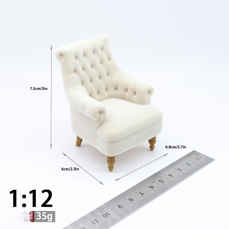 1Pcs 1:121:201:251:30 Scale Dollhouse Miniature Single Sofa Chair Mini Flocked Armchair Pretend Play Furniture Scene Decor