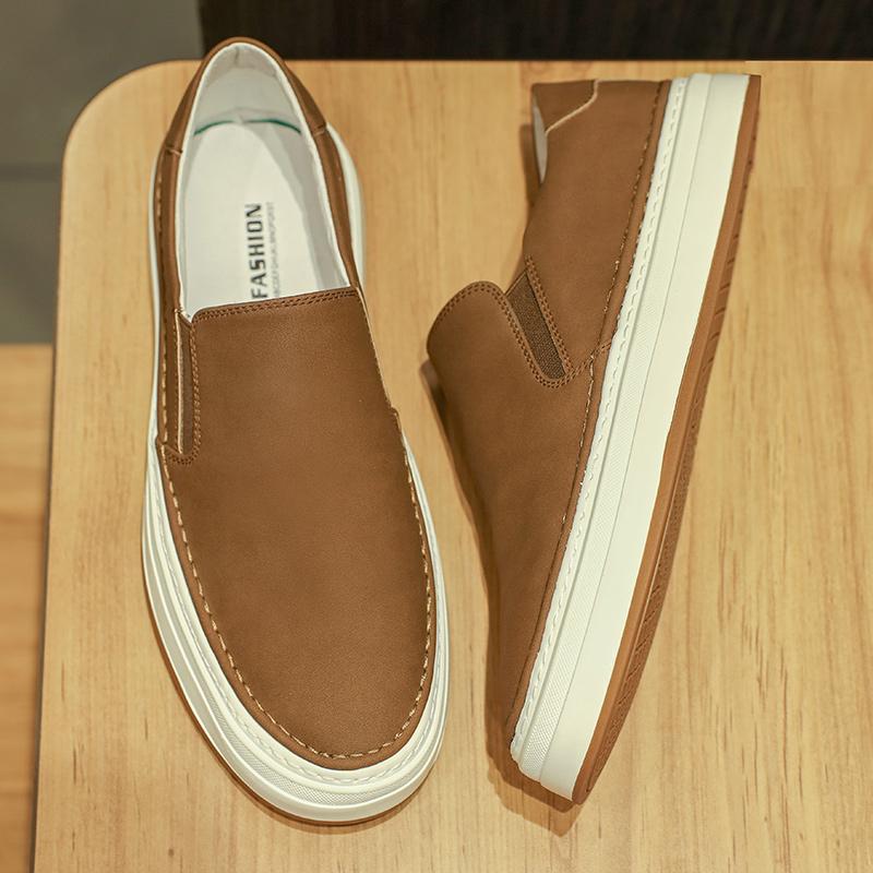 Fashion Handmade Mens Casual Shoes Fashion Leather Loafers Handmade Flats Walking Shoes Men Breathable Sneakers Versatile Driving Shoes