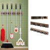 Natural Wood Wall Mounted Broom Storage Rack with Hook for Brooms Mops Umbrellas Home Organization