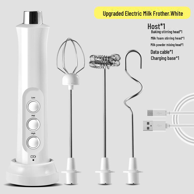 

Заряжаемый через USB вспениватель молока для кофе и взбиватель яиц белый