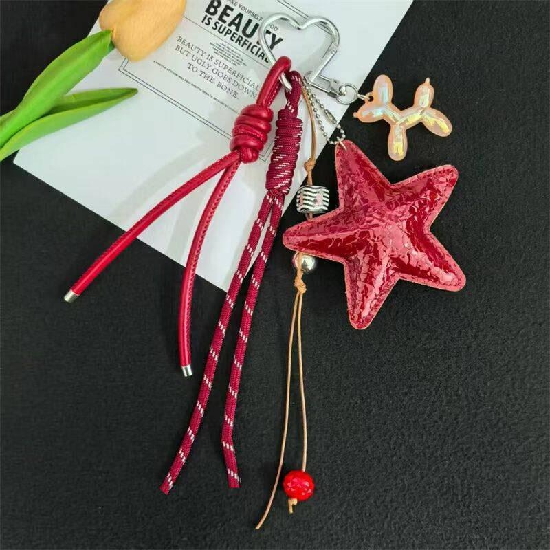 

Yogodlns Fashion PU Leather Star Bag Pendant Five-pointed Star VersatileWomen Handbag Hanging Decoration one size вино красного