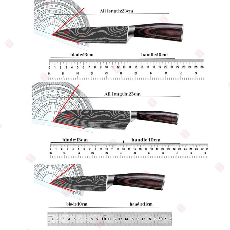 3PCS Kitchen Knives Set Damascus Chef Knife Professional Boning Knife Japanese Santoku Meat Cleaver Knife Kitchen Supplies