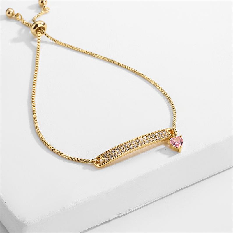 Summer High-end Exquisite Double-row Heart Pendant Bracelet with Micro-inlaid Cubic Zirconia for Women