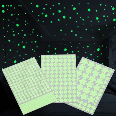 Party Supplies Kids Bedroom Fluorescent Decals Glow In Dark Luminous Wall Stickers Stars Dots